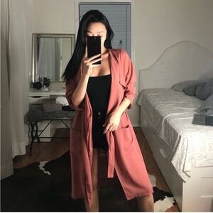 Rust red Longline Blazer/ lightweight trench coat S